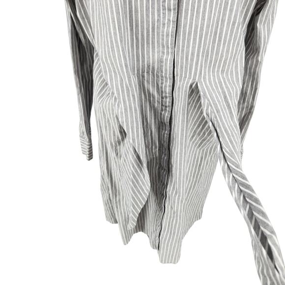 Calvin Klein Gray & White Striped Shirt Dress Tie Front Polished Summer Elegance - Picture 9 of 9
